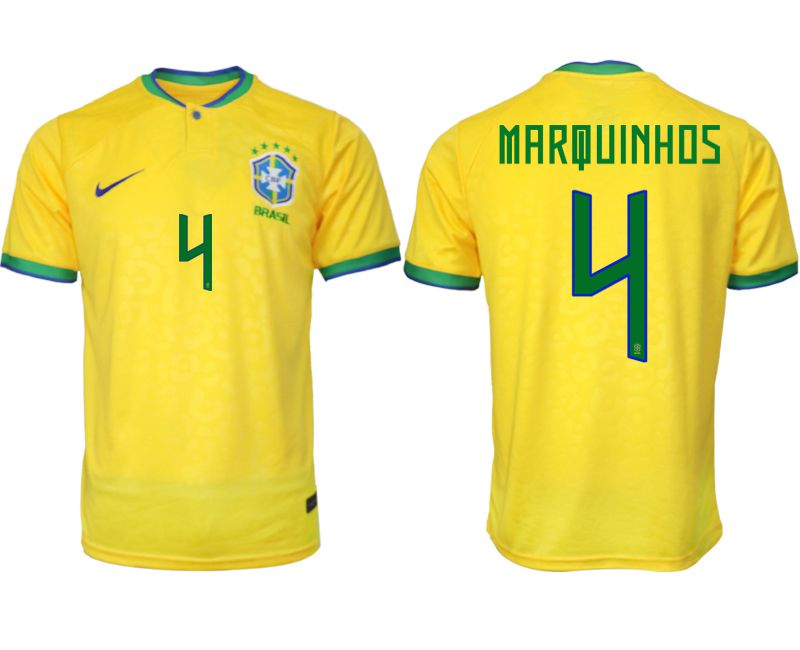 Men 2022 World Cup National Team Brazil home aaa version yellow 4 Soccer Jersey